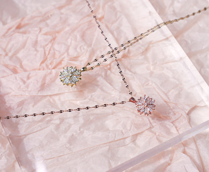 edoa Peach Flower Spin Rhinestone Necklace