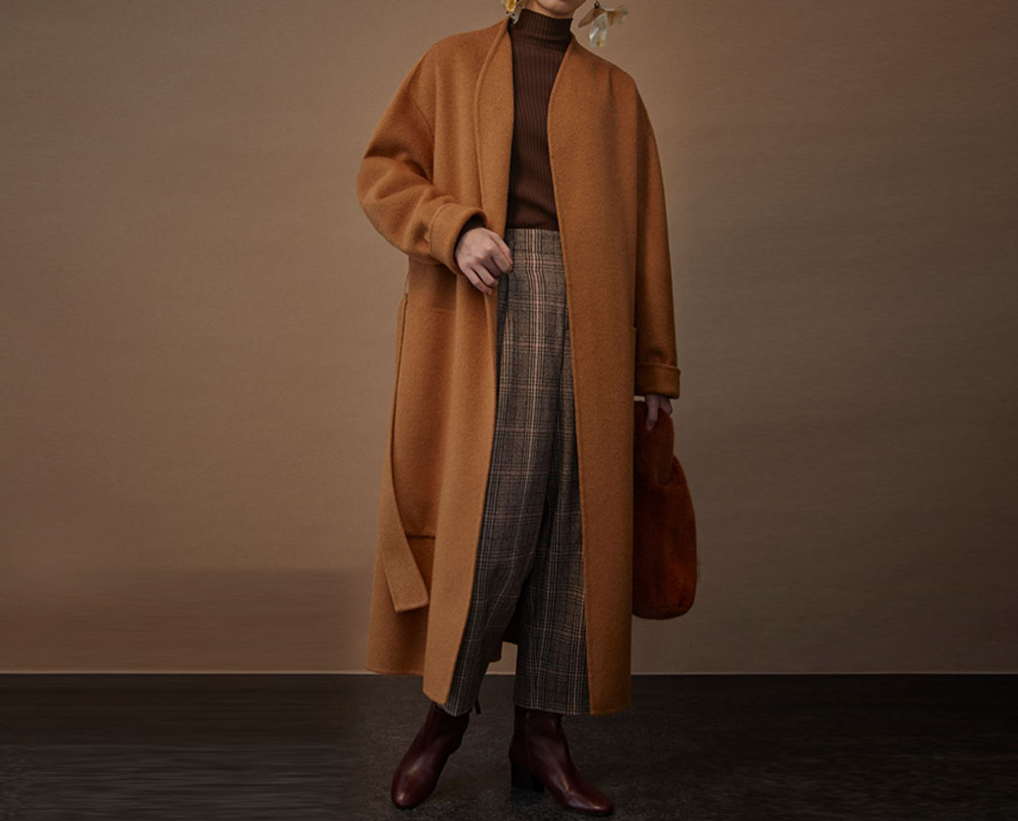 edoa Double Faced Wool Wrap Coat