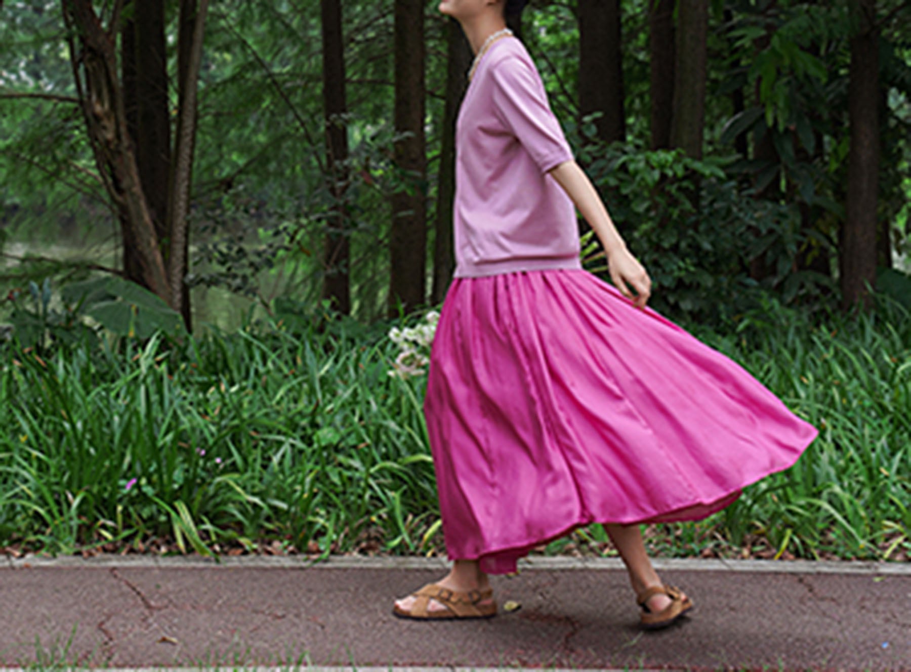 edoa Double Layer Silk Habotai A Line Skirt