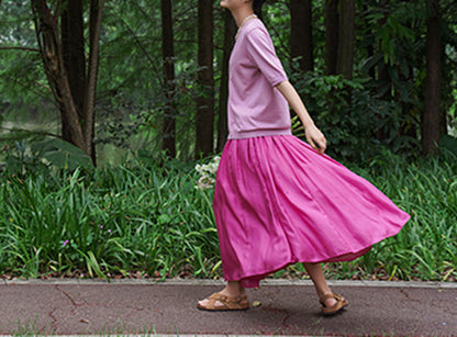 edoa Double Layer Silk Habotai A Line Skirt