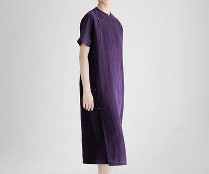 edoa Cracked Mud Silk Qipao 