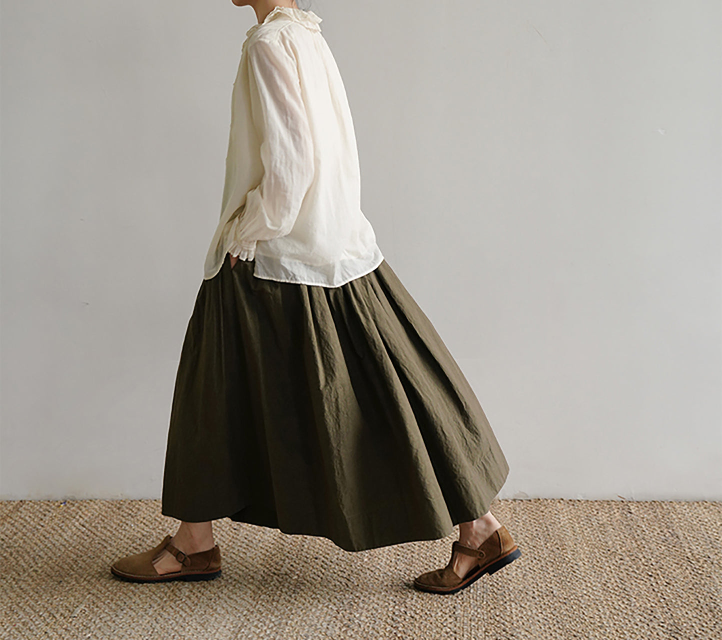 edoa Victorian Inspired Cotton Ruffle Blouse