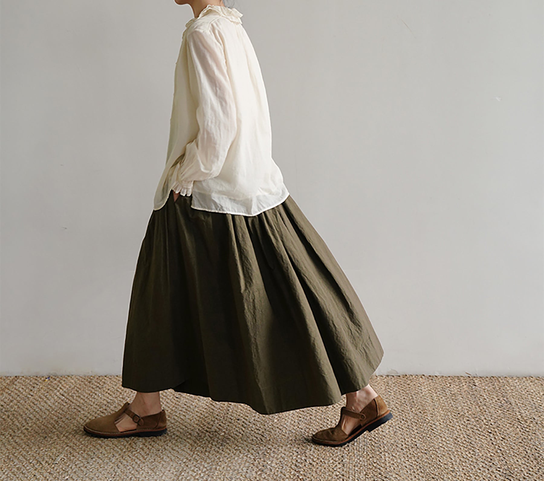 edoa Victorian Inspired Cotton Ruffle Blouse