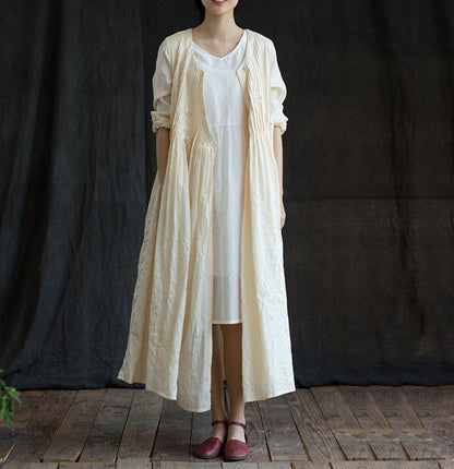 edoa Tussah Silk Hand Pintuck Wrap Dress