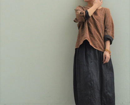 edoa Reversible Cracked Mud Silk Top