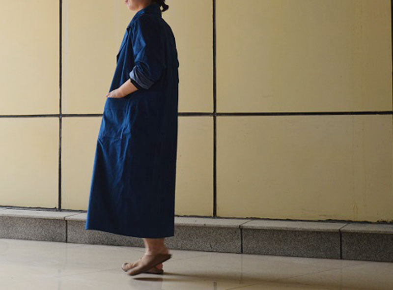 edoa Double Breasted Plant dyed Cotton Trench Coat 