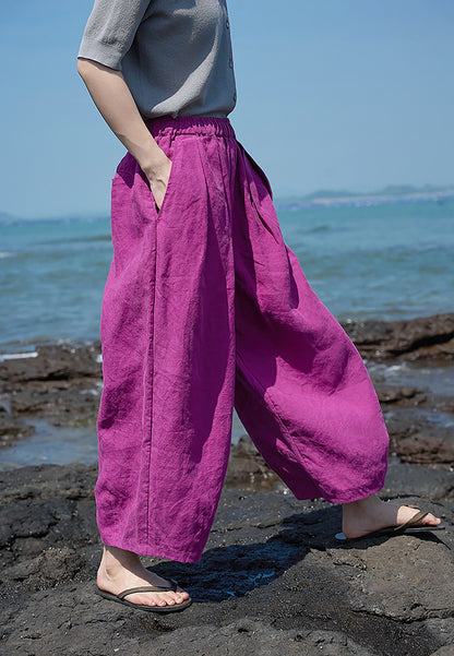 edoa Elasticated Washed Ramie Crop Pants
