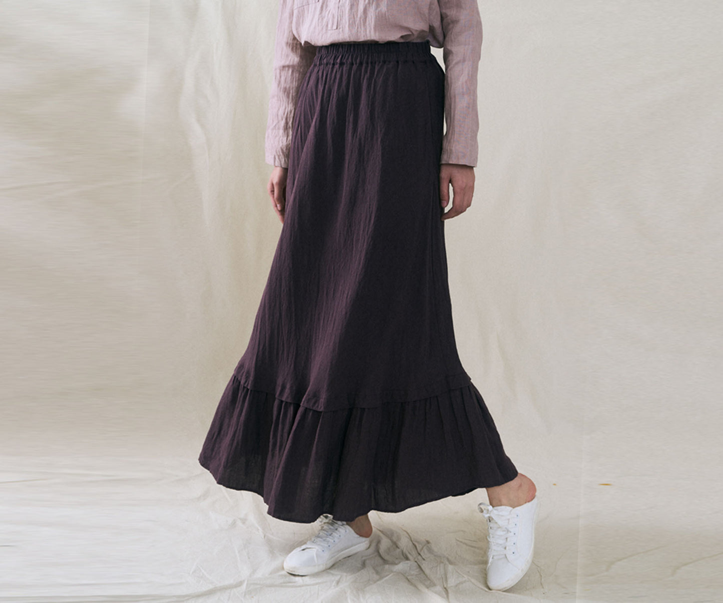 edoa Washed Linen Edwardian Walk Skirt