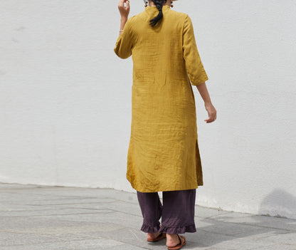 edoa French Linen Qipao Dress