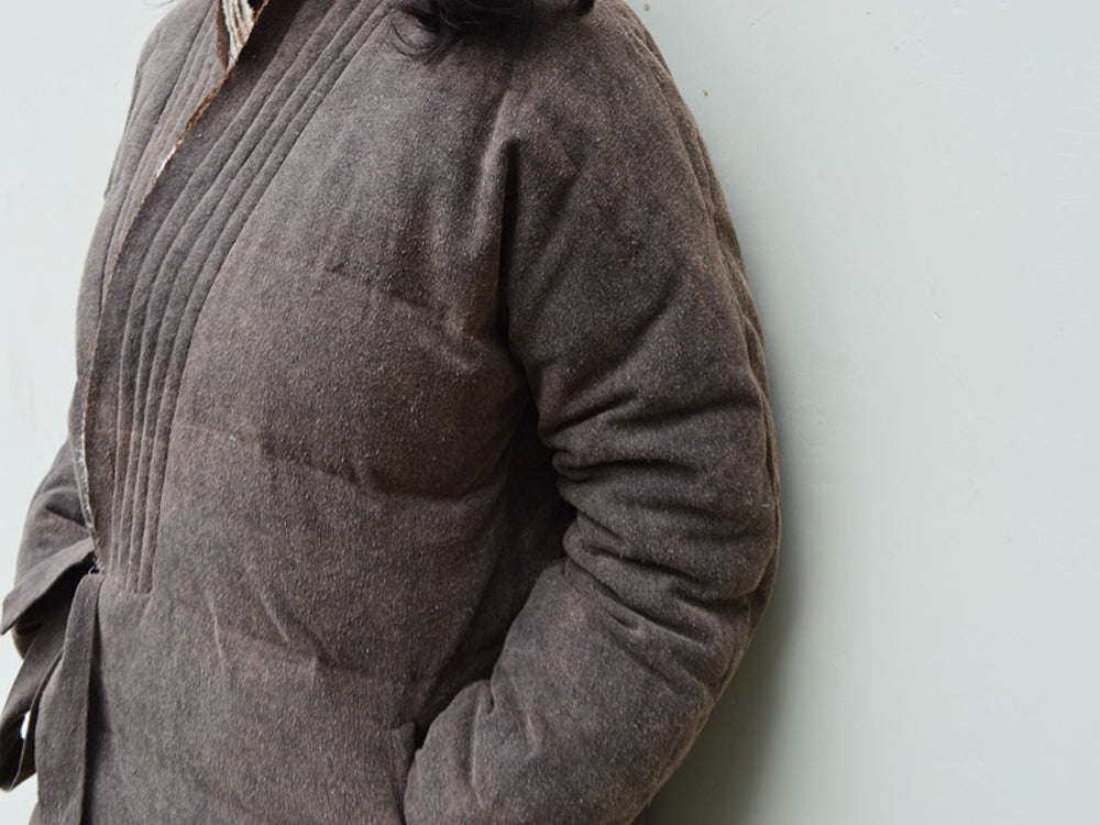 edoa Tussah Silk Winter Quilt Down Coat