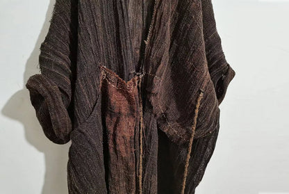 Loose Fitting Hand Woven Plant dyed Linen Cardigan Coat co0083 A644