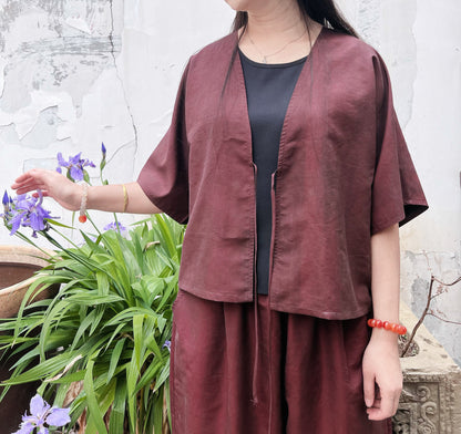 edoa Burgundy Reversible Mud Silk Set
