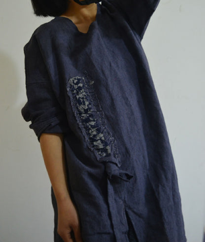 edoa Pinktucked Linen Tunic Top