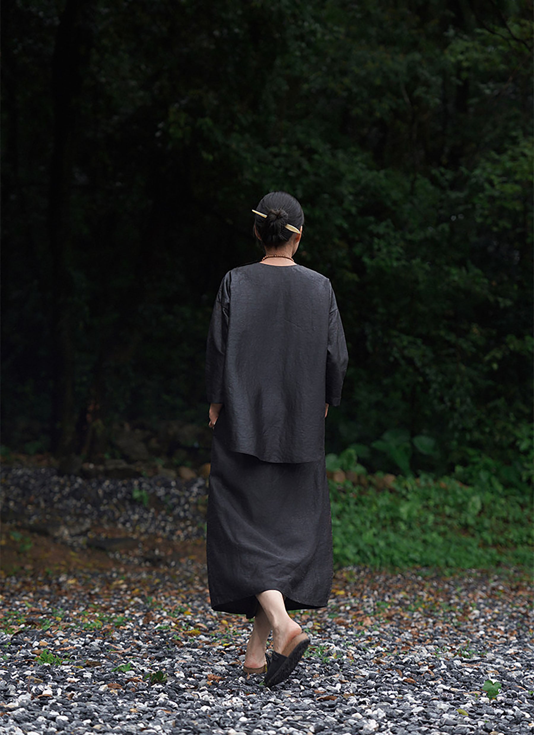 edoa Intangible Cultural Heritage Cracked Mud Silk A-line Skirt