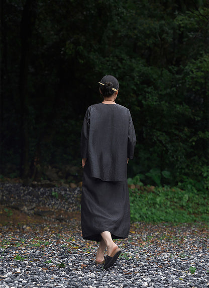 edoa Intangible Cultural Heritage Cracked Mud Silk A-line Skirt
