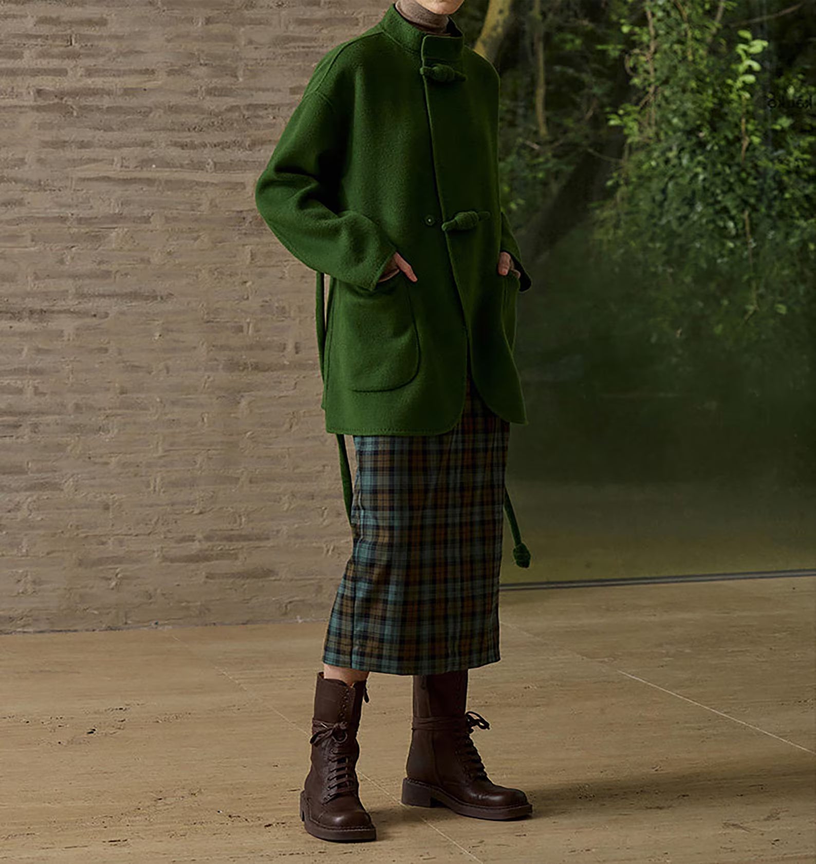 edoa New Chinese Style Double-faced Wool Coat
