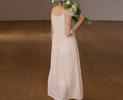 edoa High Count Cotton Pintucked Slip Dress