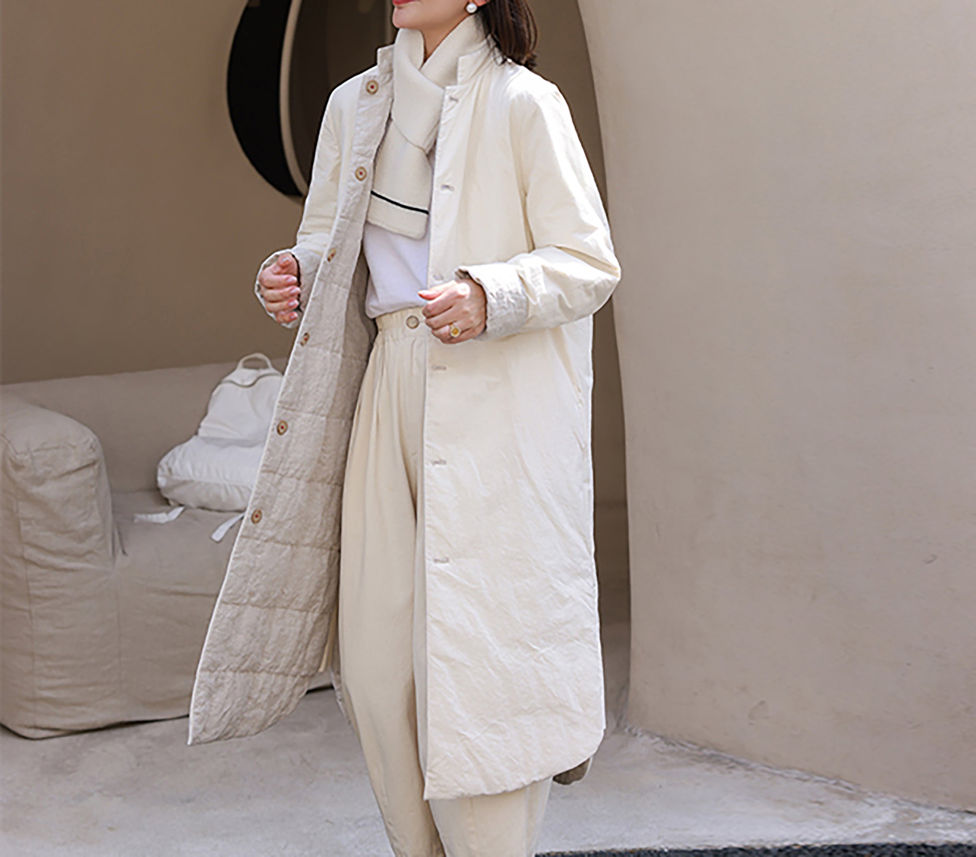 edoa Reversible Linen Down Coat 