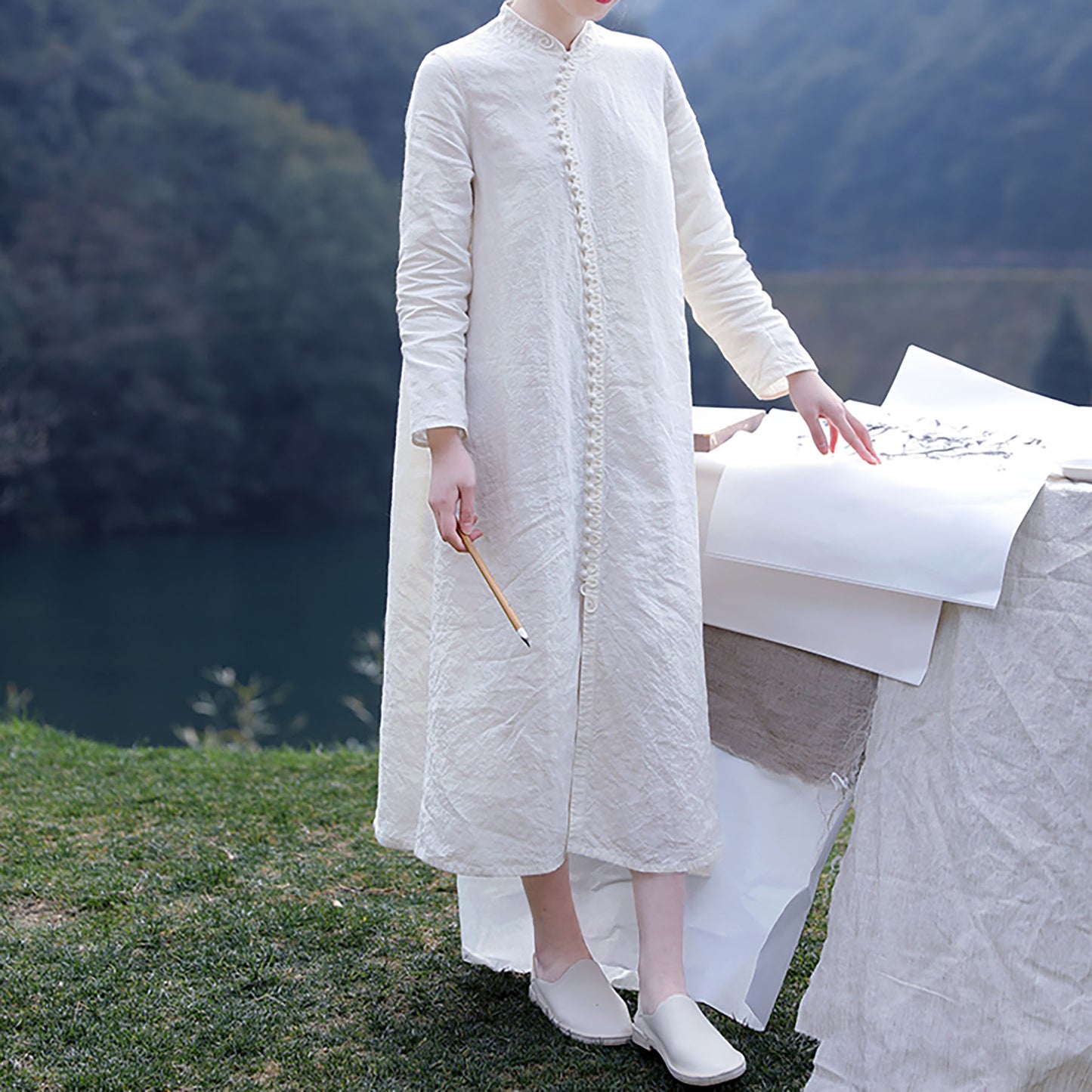 edoa Linen Modern A-line Cheongsam