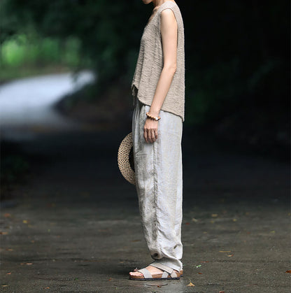 edoa Yarn Dyed French Linen Tapered Pants