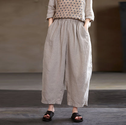 edoa Eco-friendly Flax Linen Tapered Pants