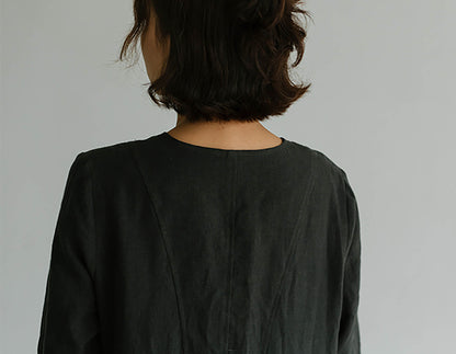 edoa Relaxed Fit Linen Cocoon Dress