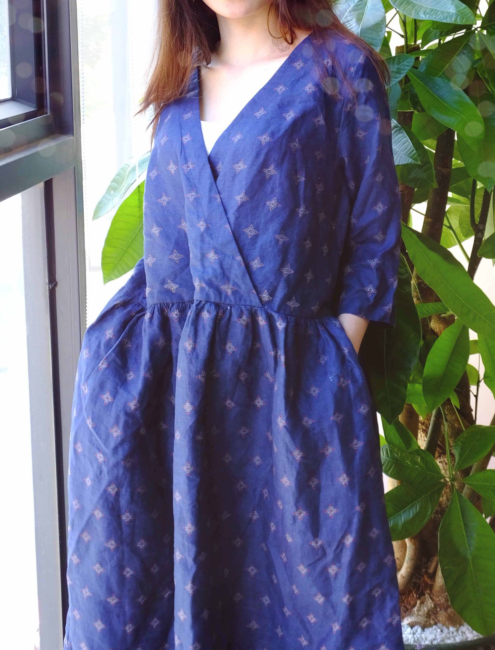 edoa Printed Linen Smock Dress 