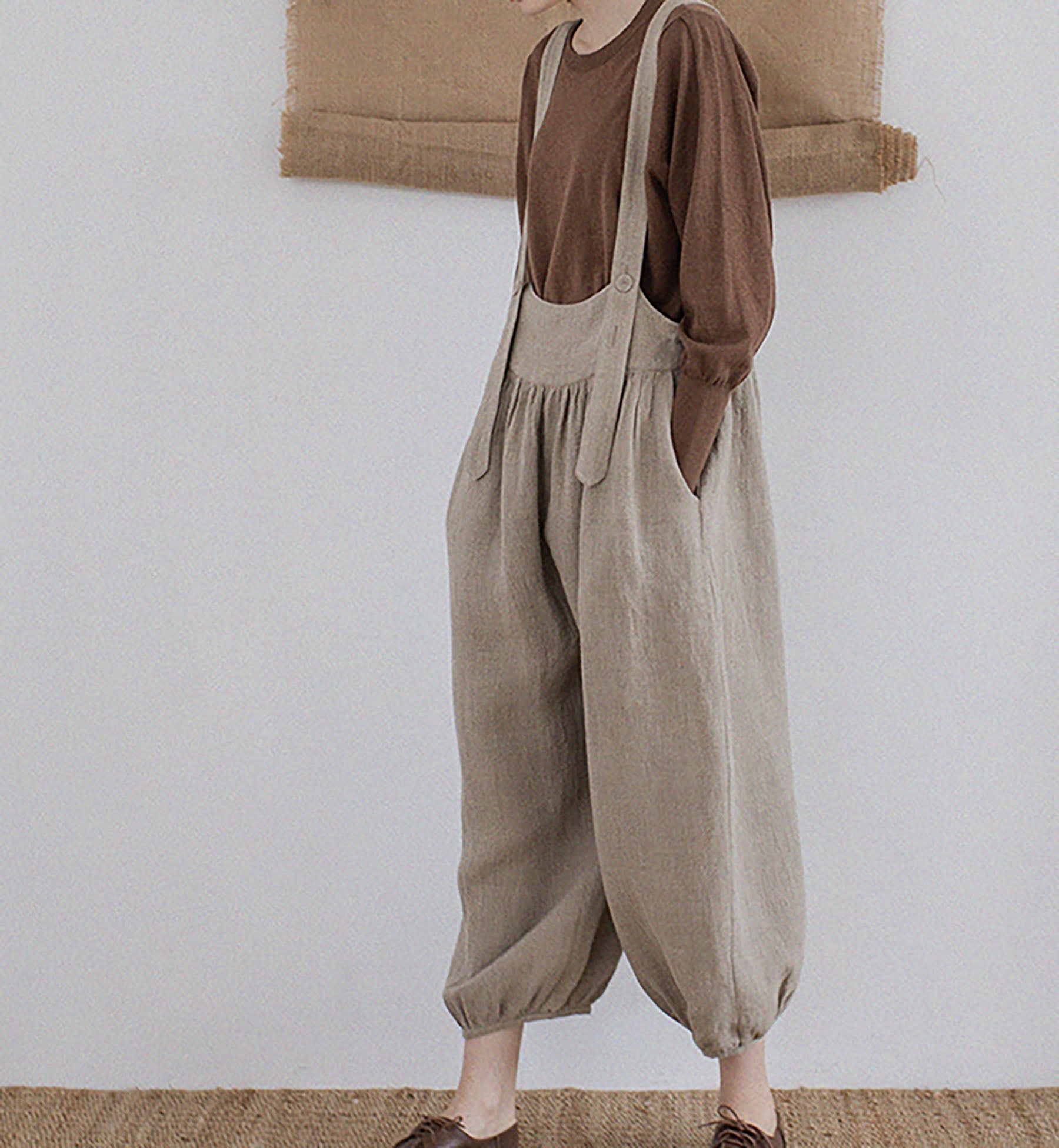 edoa Loose Flax Linen Salopette