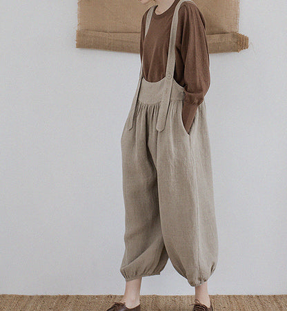 edoa Loose Flax Linen Salopette