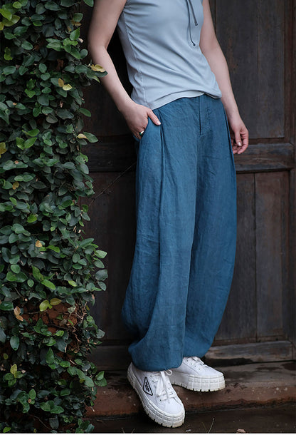 edoa Loose Fitting Tapered Linen Pants