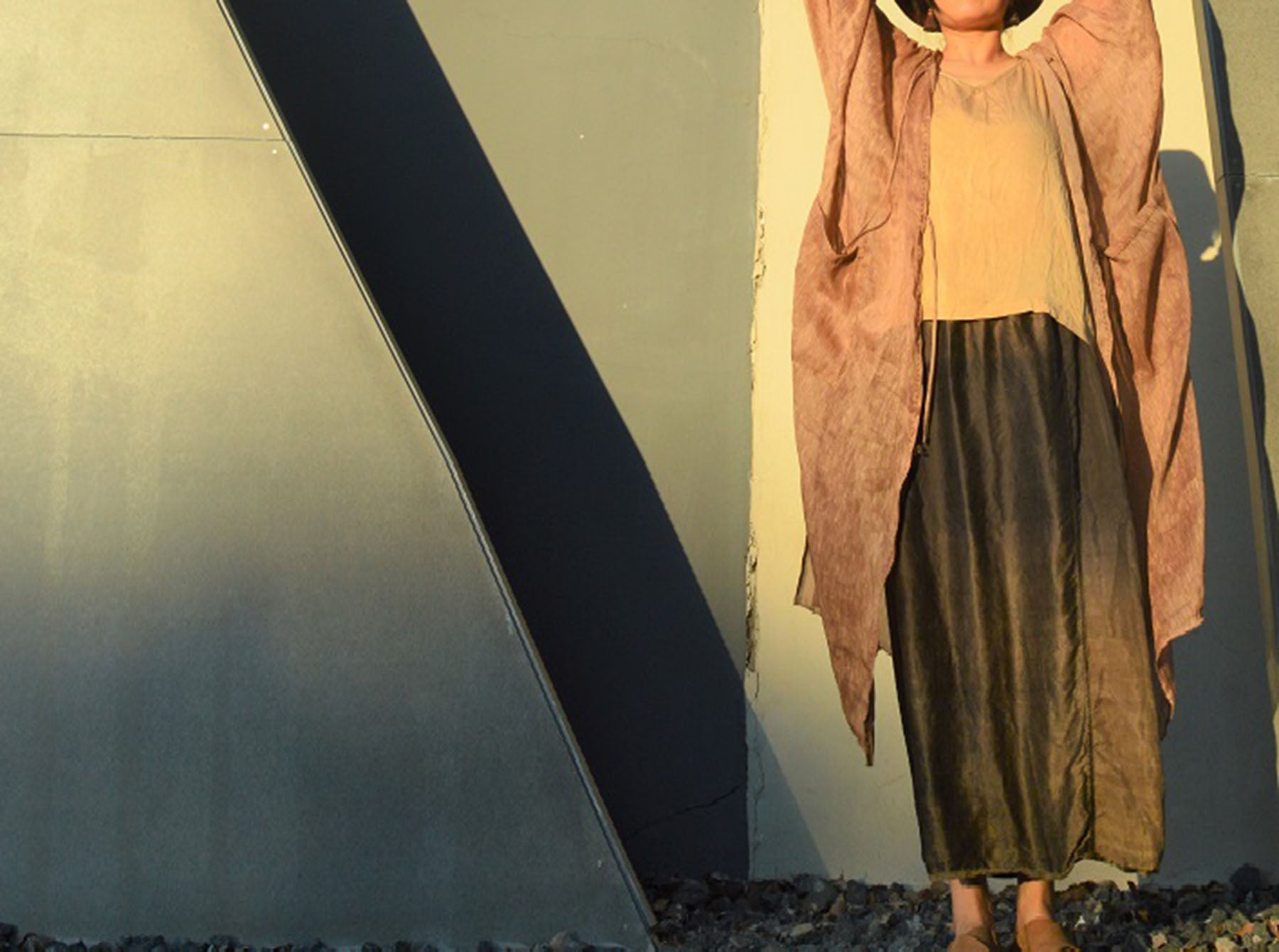 edoa Plant Dyed Silk Linen Blend Duster Coat 