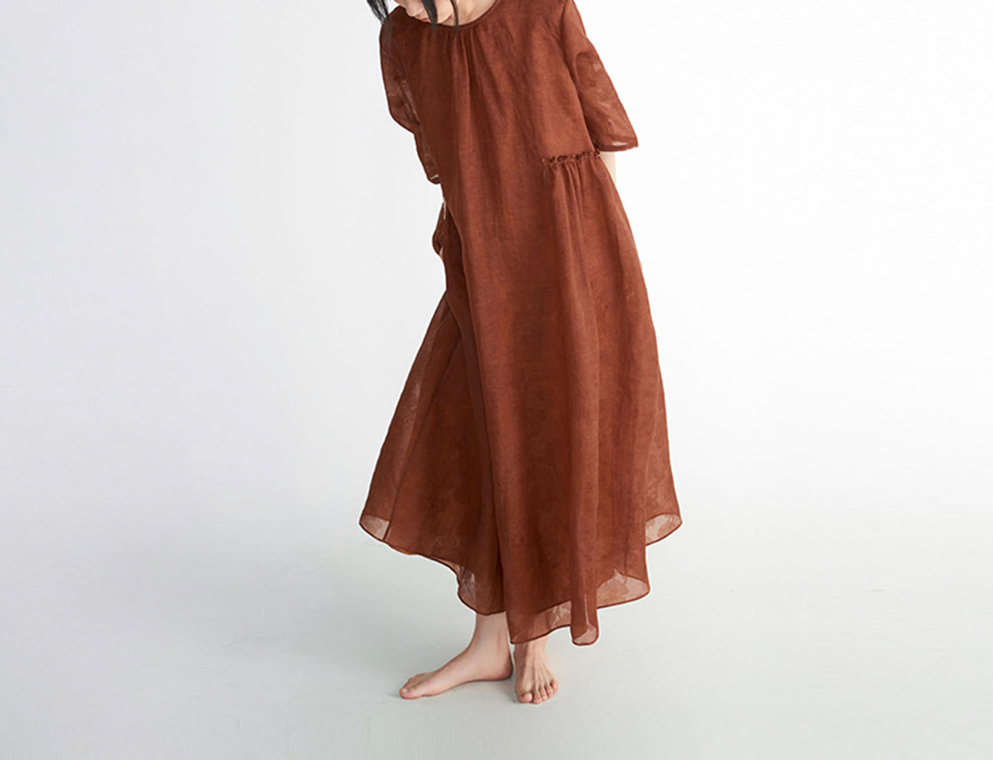 edoa Loose Mud Silk Jacquard Dress