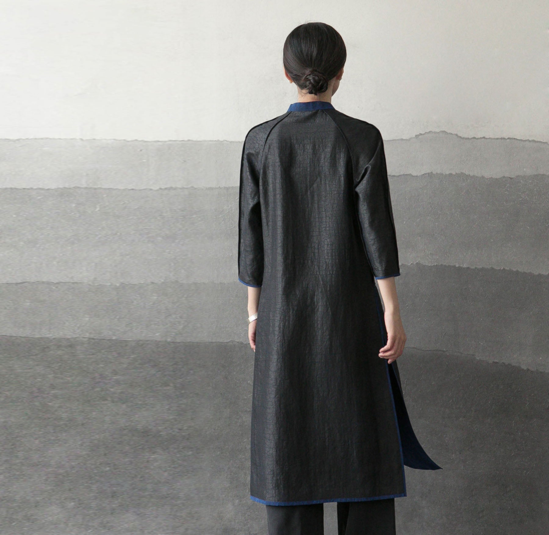 edoa Cracked Mud Silk A-line Qipao 