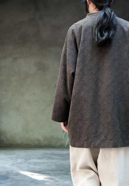 edoa Mud Tussah Silk Jacquard Qipao Top
