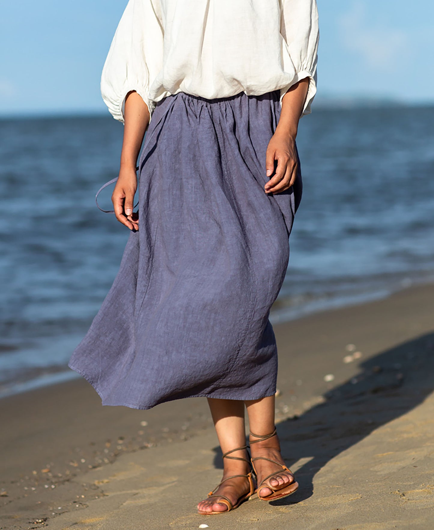 edoa Washed Linen Suspender Skirt
