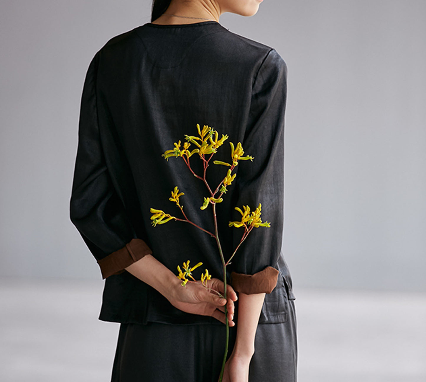 edoa Mud Silk Satin Cheongsam Top