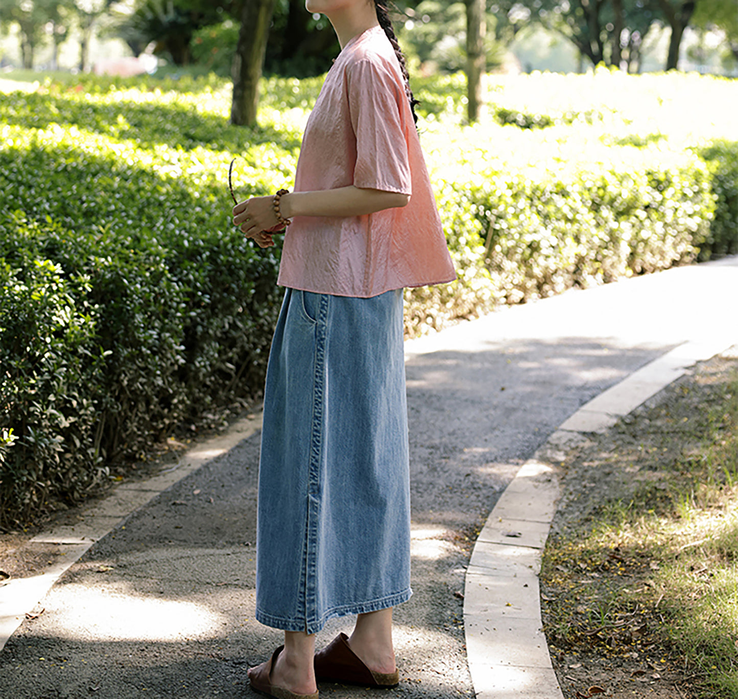 edoa Dupioni Tussah Silk Chinese Blouse