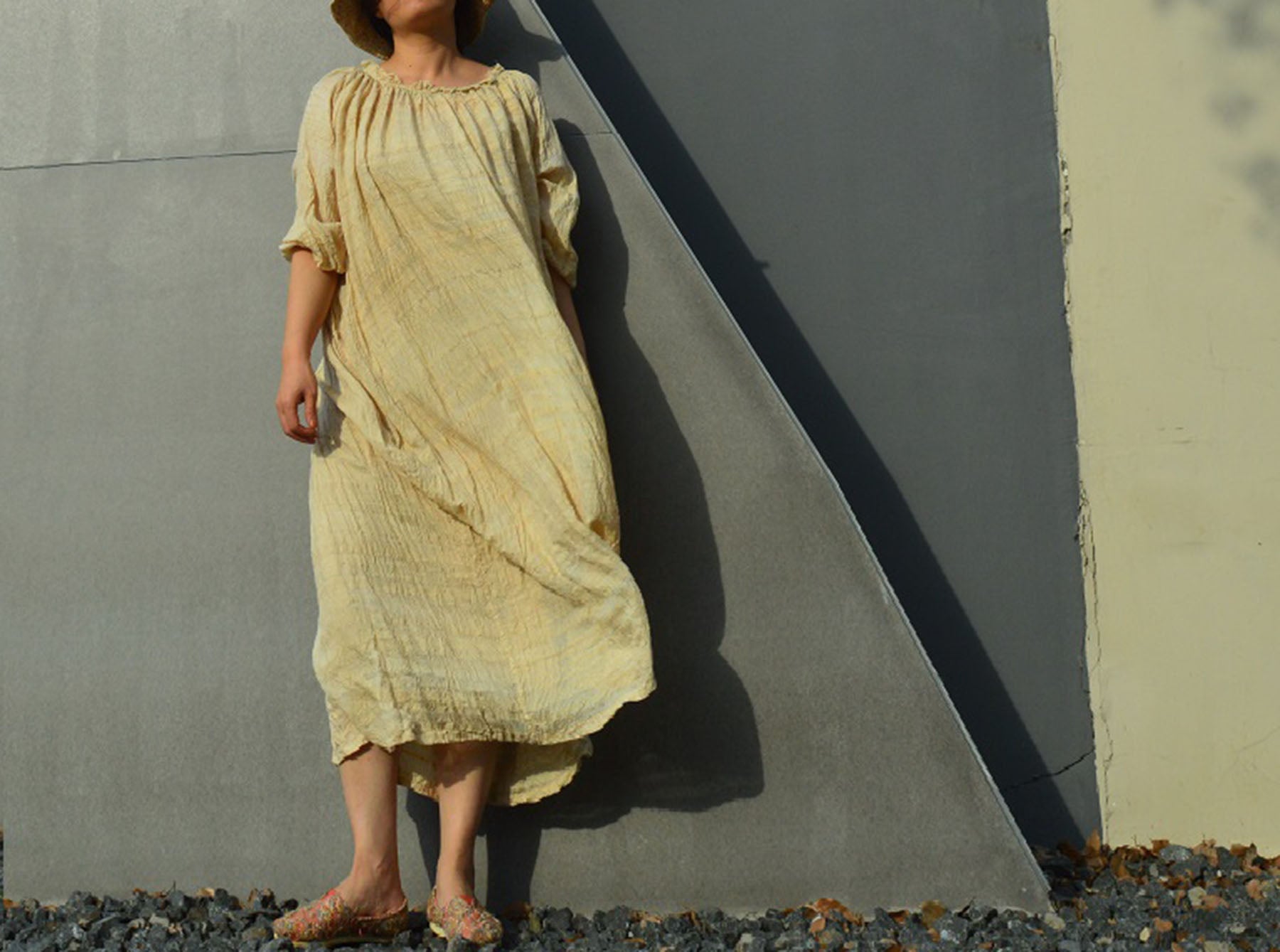 edoa Super Loose Fitting Hand-spun Tussah Silk Dress