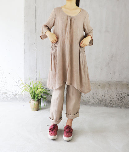 edoa Flare sleeves Linen Gauze Blouse