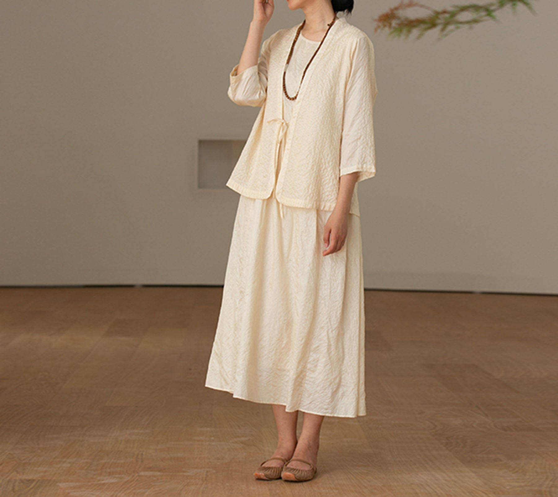 edoa Tussah Silk Sashiko Blouse