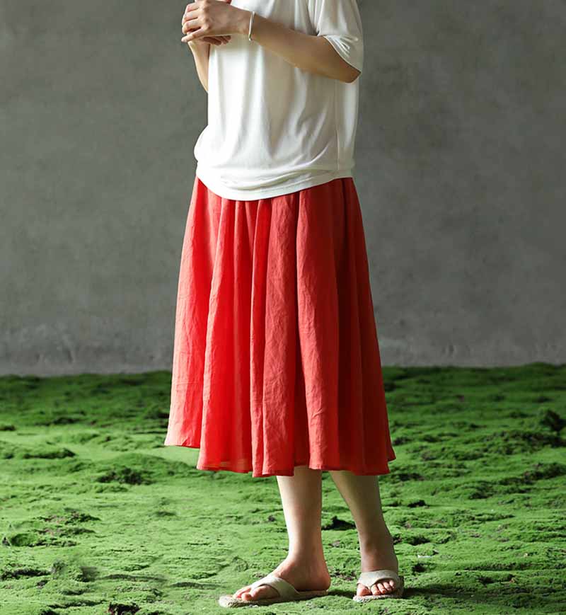 edoa Ramie Cotton Blend A-line Skirt