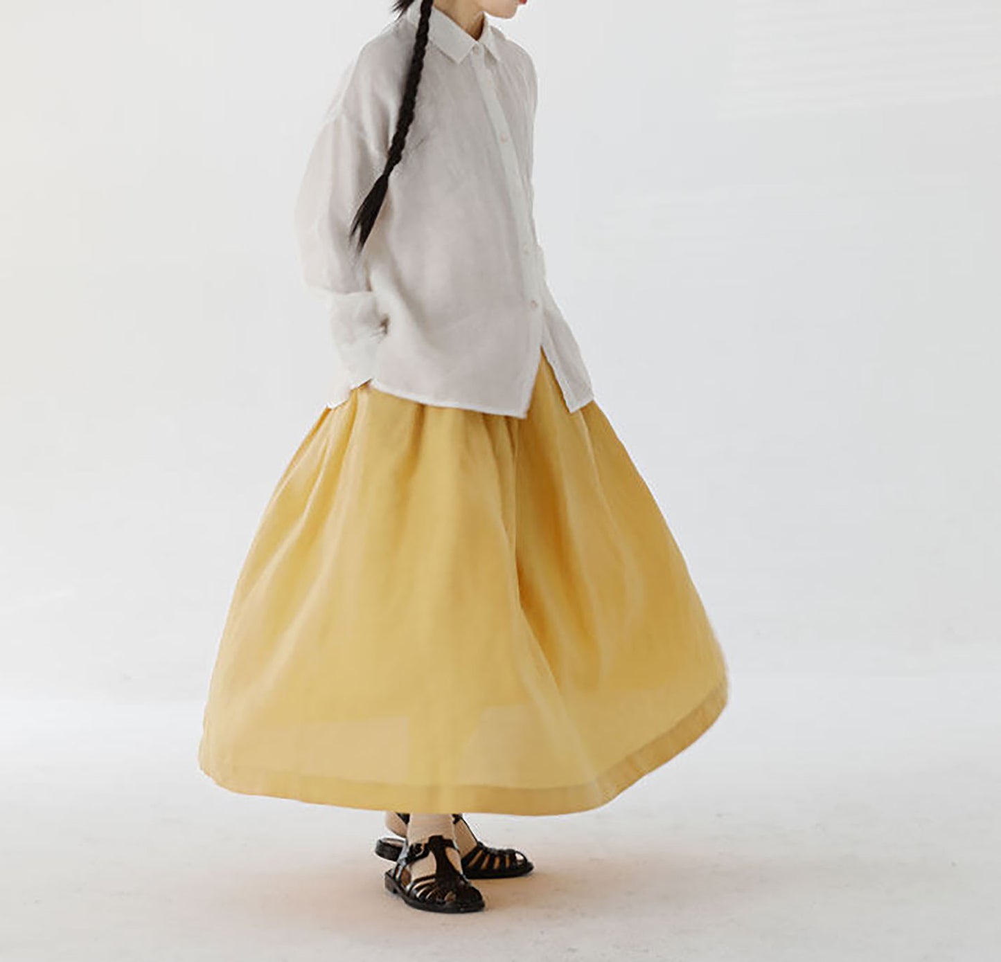 edoa Classic White Linen Collar Shirt