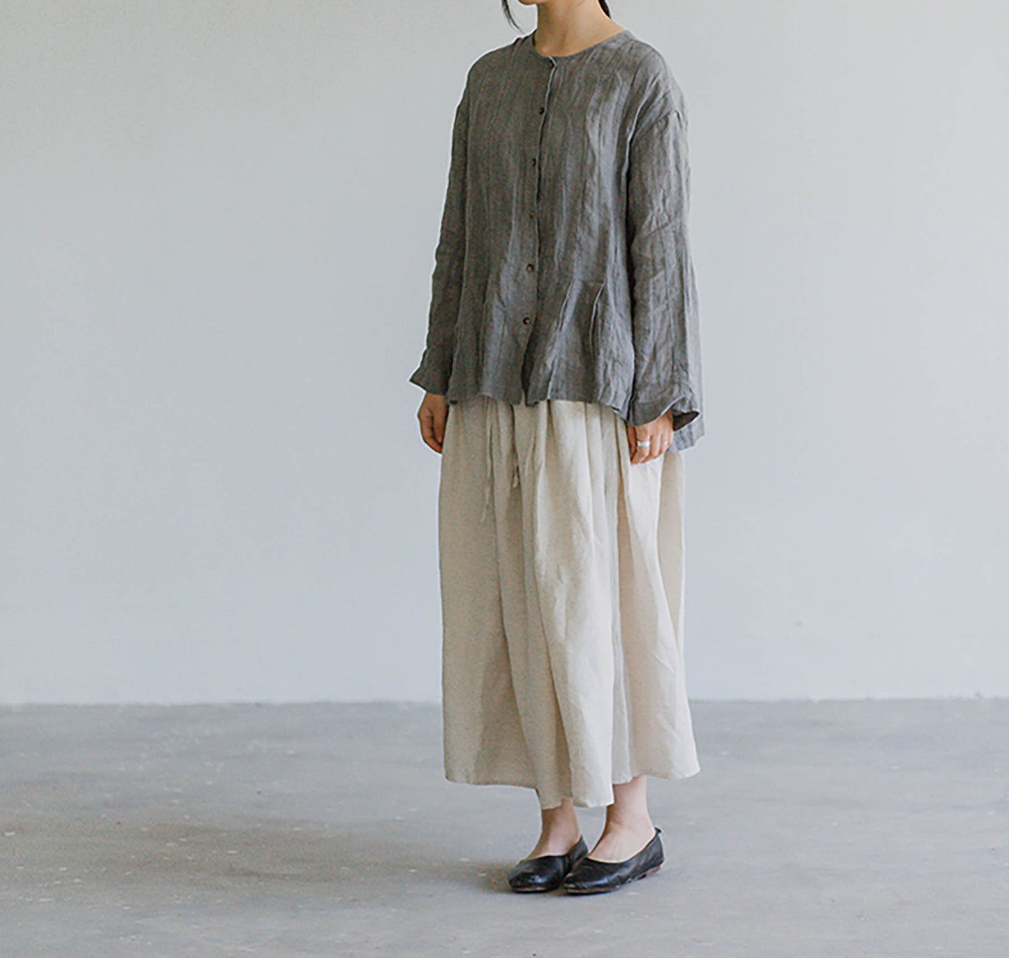 edoa Crinkled Tie Dyed Linen Pleated Shirt