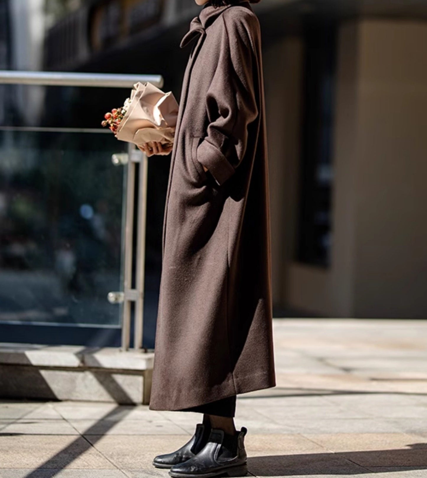 edoa Vintage Style Long Wool Coat 