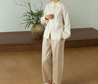edoa Dupioni Tussah Silk Tie Blouse