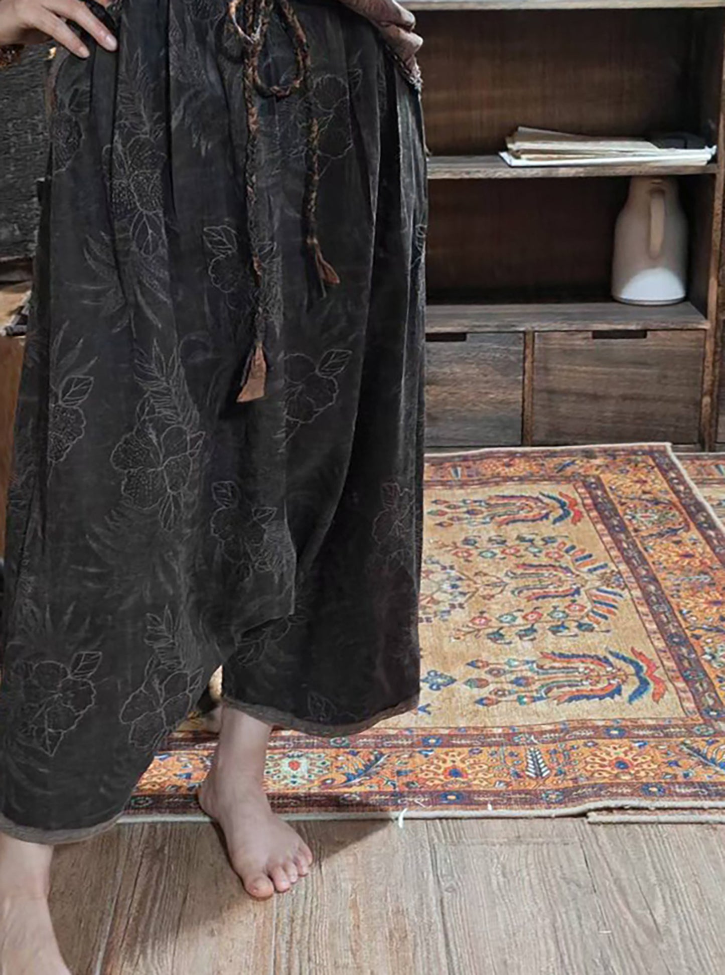 Mud Noil Silk Jacquard Harem Pants pa0170 X317