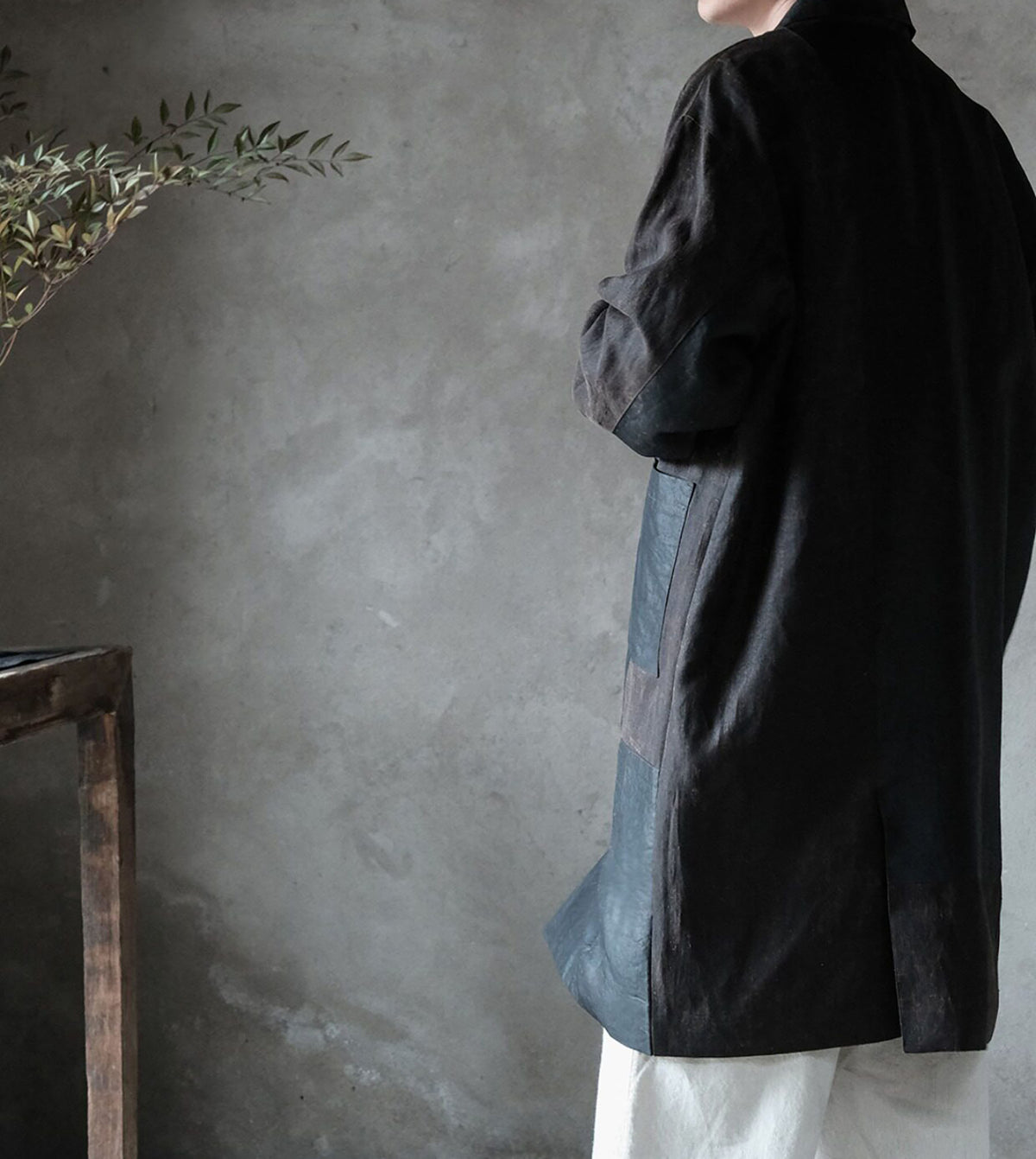 edoa Mud Tussah Silk Patchwork Coat