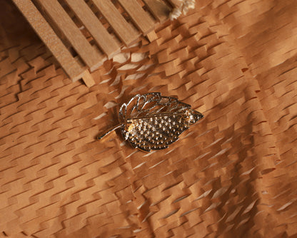 edoa Half-Pave Gold Leaf Brooch