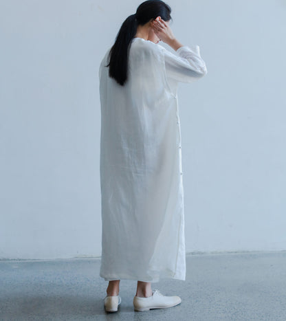 edoa White Ramie Layered Dress 