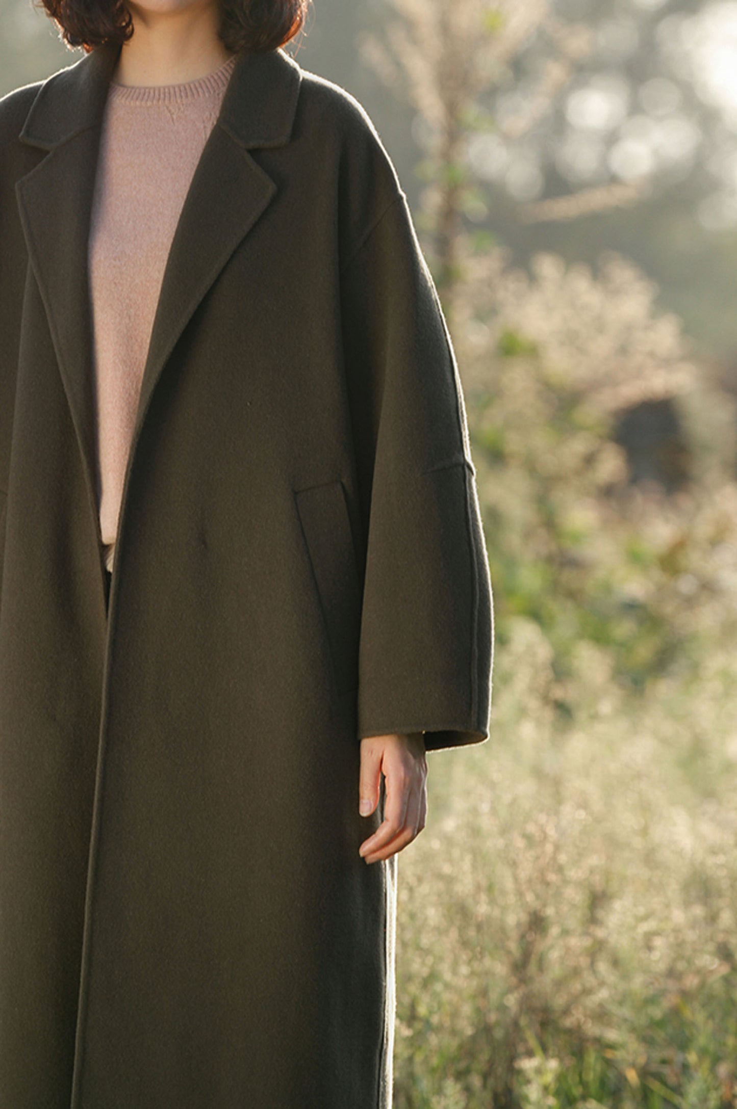 edoa Minimalist Double-faced Wool Cashmere Maxi Coat 